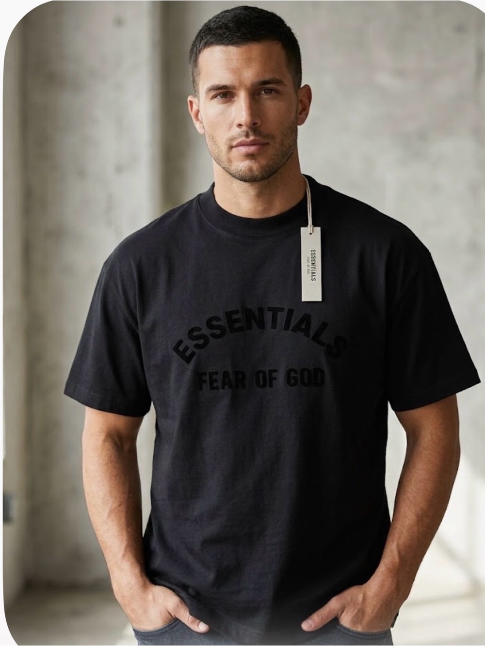 NWT Fear of God Essentials Men’s Black Logo T-Shirt